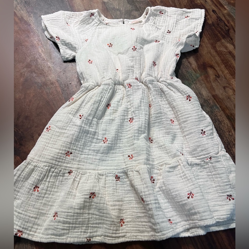 Cat & Jack Cream Dress with Red Floral Accents